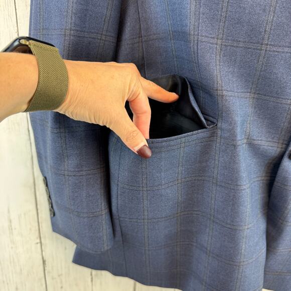 Hickey Freeman Windowpane Worsted Wool Single-Breasted Blazer Sport Size 39R - Picture 6 of 16